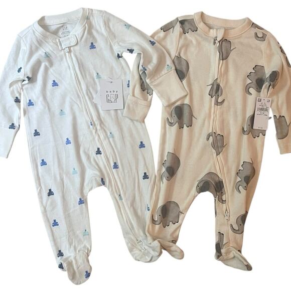 Bundle of 2 Baby One Piece Creepers Bodysuits Zip Front 0-3 Months New With Tags - Picture 1 of 7